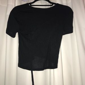 black crop top with tie in back